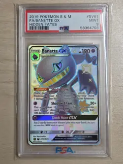 PSA 9 MINT 2019 Pokemon Hidden Fates BANETTE GX SV61 Full Art - Image 1