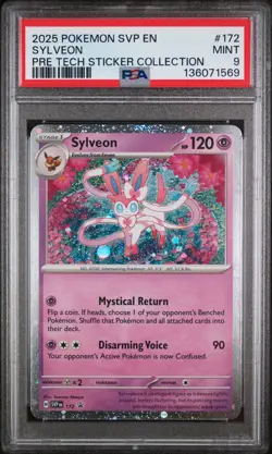 Sylveon Pre Tech Sticker Collection Pokemon Black Star Promo SVP172 PSA 9 - Image 1