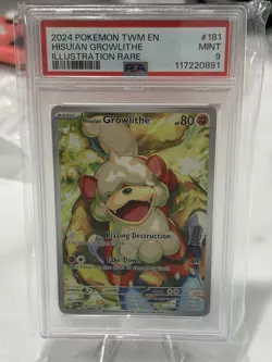 POKEMON 2024 Twlight Masquerade Illustration RARE HISUIAN GROWLITHE #181 PSA 9 - Image 1