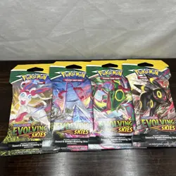 Pokemon Evolving Skies Sleeved Booster Pack Complete Art Set Of 4 Packs. - Image 1