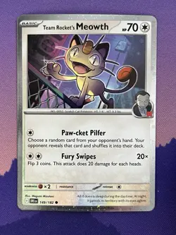 Team Rocket's Meowth (Cosmos Holo) 149/182 Destined Rivals Pokemon TCG - Image 1