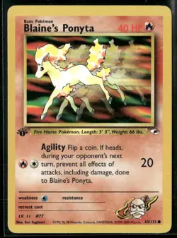✰ BLAINE'S PONYTA 63/132 1ST EDITION COMMON GYM HEROES POKEMON ✰ LP - Image 2