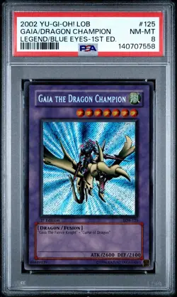 2002 Yu-Gi-Oh! Gaia the Dragon Champion LOB 1st Edition Secret Rare PSA 8 - Image 1