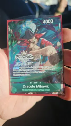 Dracule Mihawk One Piece Regionals Finalist Card, Near Mint - Image 1