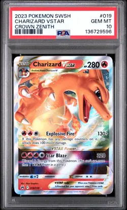 2023 POKEMON SWORD & SHIELD CROWN ZENITH #019 CHARIZARD VSTAR PSA 10 - Image 1