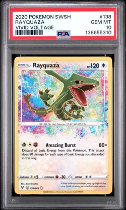 Pokemon Rayquaza 138/185 Amazing Rare SWSH Vivid Voltage PSA 10 GEM MINT - Image 1