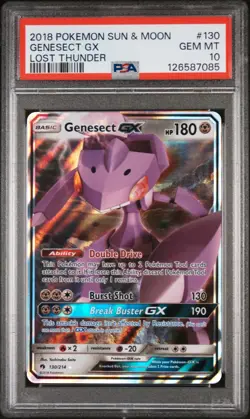Pokemon Sun & Moon Lost Thunder #130/214 Genesect GX – PSA 10 Gem Mint (2018) - Image 1