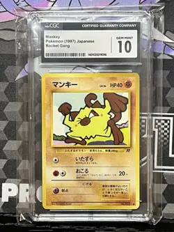 *CGC GEM MINT 10* Mankey Pokemon 1997 Japanese Rocket Gang #056 - Image 1