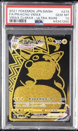 2021 POKEMON JPN SWORD & SHIELD VMAX CLIMAX #279 FULL ART/PIKACHU VMAX PSA 10 - Image 1