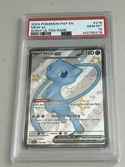 2024 POKEMON PAF EN-PALDEAN FATES SHINY ULTRA RARE #216 MEW EX PSA 10 - Image 1