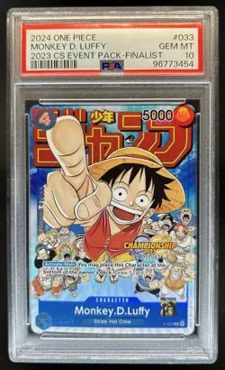 2024 One Piece 2023 CS Event Finalist Monkey D Luffy #P-033 PSA 10 GEM - Image 1
