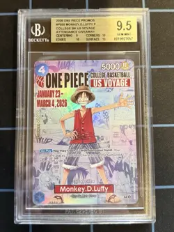 2026 ONE PIECE PROMOS COLLEGE BASKETBALL US VOYAGE #P055 MONKEY.D.LUFFY BGS 9.5 - Image 1