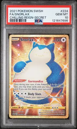 PSA 10 FA/Snorlax Sworld & Shield Chilling Reign Secret Rare Pokemon Card - Image 1