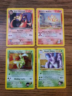 Lot of 4 Vintage Holo Pokemon Cards Dark Charizard Team Rocket/ Gym DMG - Image 1