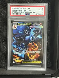2025 Pokemon Mega Charizard X ex Phantasmal Flames SIR English PFL #125 PSA 10 - Image 1