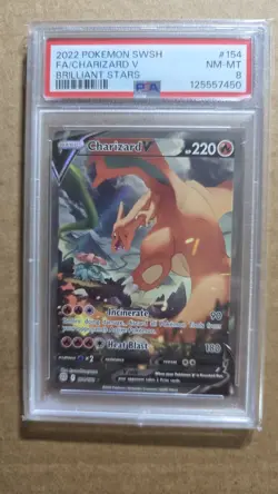2022 Pokemon SWSH Brilliant Stars Charizard V #154/172 PSA 8 - Image 1