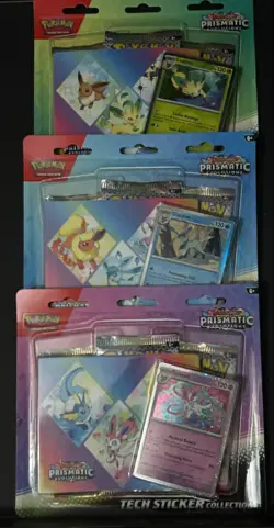 Pokemon TCG Prismatic Evolutions Tech Sticker Collection Set Lot Of 3 Sealed New - Image 1