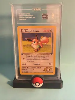 Graded POKEMON LT. SURGE'S EEVEE WOTC 51/132 1ST EDITION - TAG 9 - Image 1