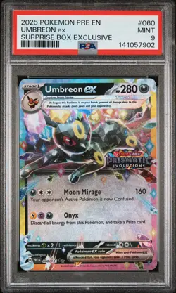 Umbreon Ex - 2025 Pokemon Prismatic Evolutions #060 PSA 9 - Image 1