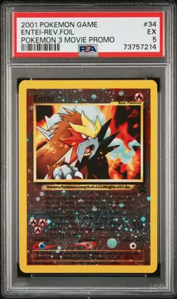 2001 TCG Pokemon Movie 3 Promo #34 Entei Reverse Foil PSA 5 EX - Image 1