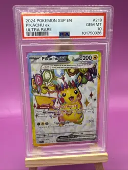 Pikachu Ex - 219/191 - PSA 10 - Ultra Rare - SV08: Surging Sparks - Pokemon TCG - Image 1