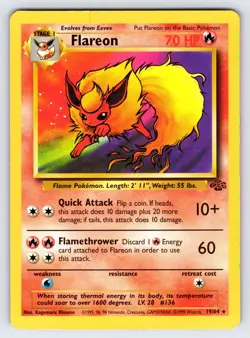Flareon 19/64 1999 Jungle Set Pokemon Card TCG WOTC Vintage Non Holo Rare Lp/Mp - Image 1