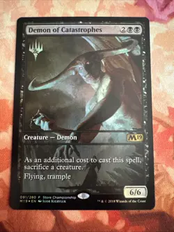 MTG Demon of Catastrophes M19 Store Championship Foil Promo NM Near Mint Magic - Image 1