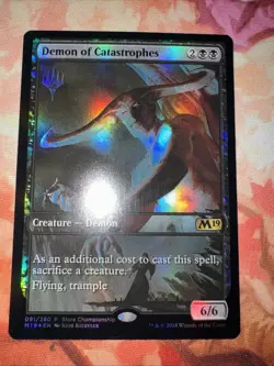 MTG Demon of Catastrophes M19 Store Championship Foil Promo NM Near Mint Magic - Image 3