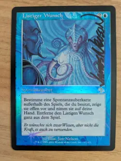 MtG *FOIL* German Cunning Wish from Judgement *Artist Signed*, Lightly Played - Image 1
