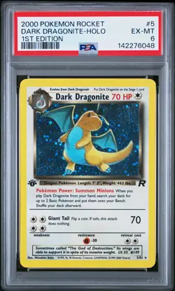 2000 POKEMON ROCKET 1ST ED #5 DARK DRAGONITE-HOLO PSA 6 - Image 1