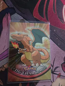Topps Pokemon #06 Charizard Holo Foil TV Animation Series 1 Black Logo NM-/ LP+ - Image 1