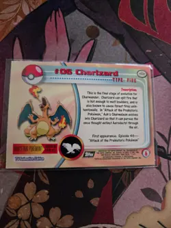 Topps Pokemon #06 Charizard Holo Foil TV Animation Series 1 Black Logo NM-/ LP+ - Image 2