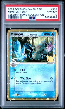 2021 Pokemon Black Star Promo Mimikyu Holo Celebrations Collection #136 PSA 10 - Image 1