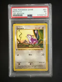 PSA 5 Rattata [1st Edition] #61 Pokemon Base Set - Image 1