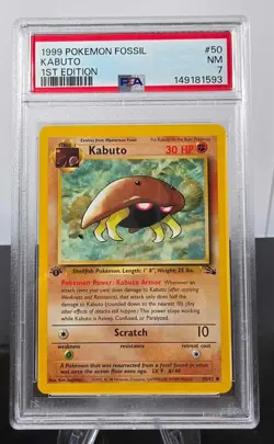 1999 POKEMON FOSSIL 1ST ED #50 KABUTO PSA 7 - Image 1