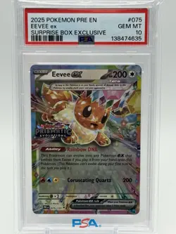 2025 Pokemon PRE EN Stamped #075 Eevee ex Surprise Box Exclusive PSA 10 #075 - Image 1