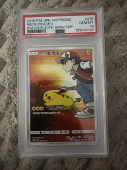 Red's Pikachu 2018 FA Pokemon Center 20th Anniv. Promo Japanese 270/SM-P PSA 10 - Image 1