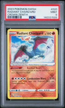 Radiant Charizard Pokemon Sword And Shield Crown Zenith 020 GM JV PSA 9 - Image 1