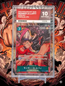 Monkey D Luffy OP02-041 PARALLEL ALT ONE PIECE ACE GRADING GEM MINT 10 - Image 1