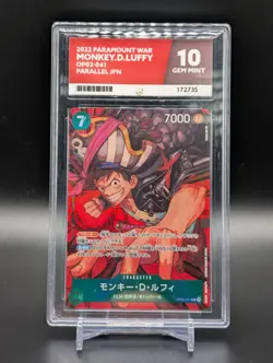 Monkey D Luffy OP02-041 PARALLEL ALT ONE PIECE ACE GRADING GEM MINT 10 - Image 2