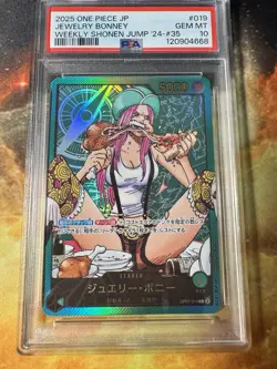 2025 ONE PIECE JPN PROMOS WEEKLY SHONEN JUMP 2024-ISSUE 35 JEWELRY BONNEY PSA 10 - Image 1