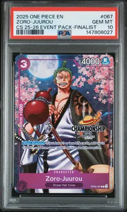 Zoro Juurou Event Pack Finalist 067 PSA 10 One Piece Championship 25-26 POP 38 - Image 1