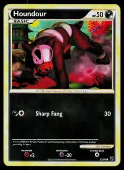 Pokemon Card HGSS Undaunted Houndour 53/90 Common - Image 1