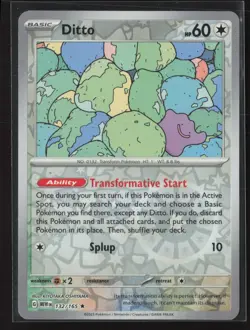 Ditto Rare SV: Scarlet & Violet 151 132/165 LP Pokemon Card Reverse Holo - Image 1