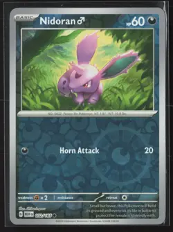 Nidoran M Common SV: Scarlet & Violet 151 032/165 NM Pokemon Card Reverse Holo - Image 1