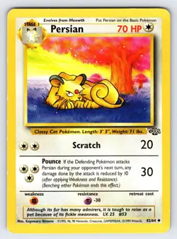 Persian 42/64 1999 Jungle Set Pokemon Card TCG WOTC Vintage Nintendo Uncommon Mp - Image 1