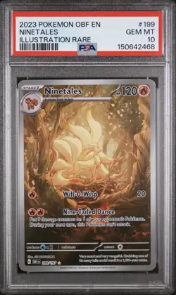 PSA 10 GEM MINT Pokemon Ninetales 199/197 Illustration Rare 2023 Obsidian Flames - Image 1