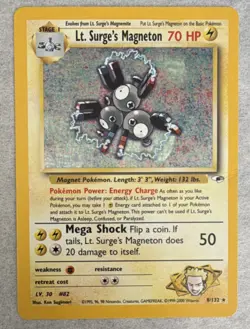Pokemon Lt. Surge's Magneton Gym Heroes 1st Edition Holo Rare 8/132 70 HP WOTC - Image 1