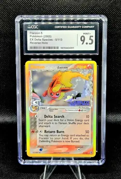 2005 Pokemon Flareon 5/113 Delta Species Reverse Holo Stamped CGC 9.5 - LOW POP - Image 2