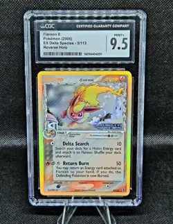 2005 Pokemon Flareon 5/113 Delta Species Reverse Holo Stamped CGC 9.5 - LOW POP - Image 3